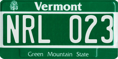 VT license plate NRL023