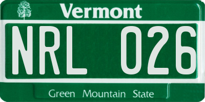 VT license plate NRL026