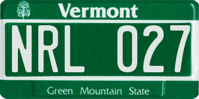 VT license plate NRL027