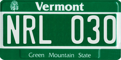 VT license plate NRL030