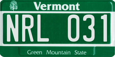 VT license plate NRL031