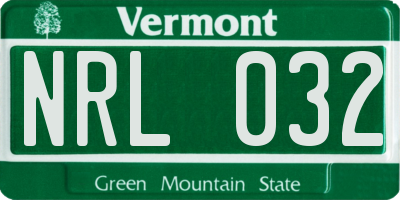 VT license plate NRL032