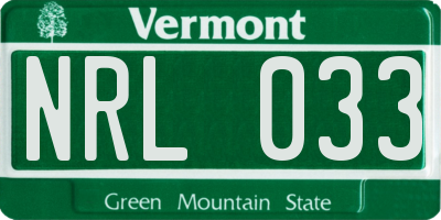 VT license plate NRL033