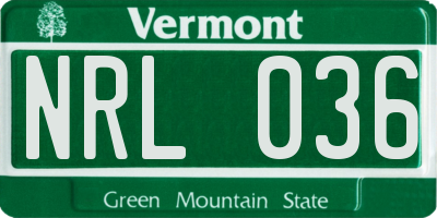 VT license plate NRL036