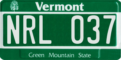 VT license plate NRL037