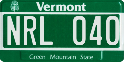 VT license plate NRL040