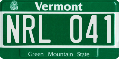 VT license plate NRL041