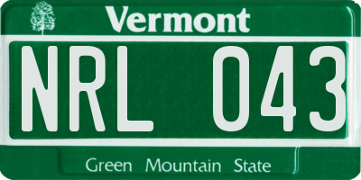 VT license plate NRL043