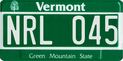VT license plate NRL045