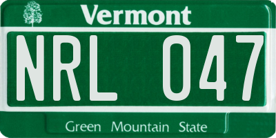 VT license plate NRL047