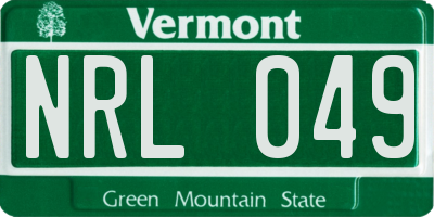 VT license plate NRL049