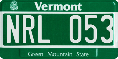 VT license plate NRL053