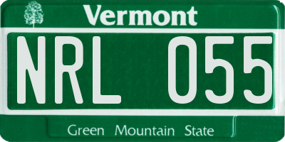 VT license plate NRL055