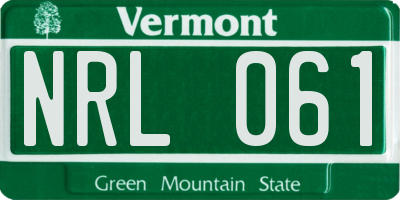 VT license plate NRL061