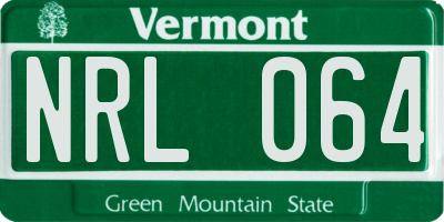 VT license plate NRL064