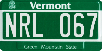 VT license plate NRL067