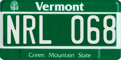 VT license plate NRL068