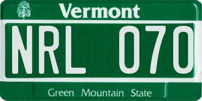 VT license plate NRL070
