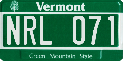 VT license plate NRL071