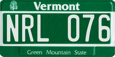 VT license plate NRL076