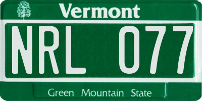VT license plate NRL077