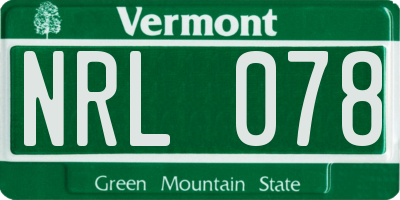 VT license plate NRL078