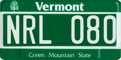 VT license plate NRL080