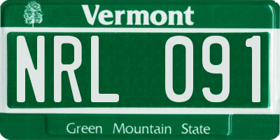 VT license plate NRL091