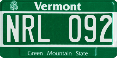 VT license plate NRL092