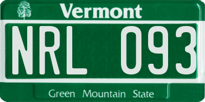VT license plate NRL093