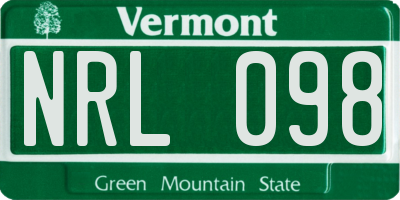 VT license plate NRL098