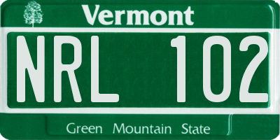 VT license plate NRL102