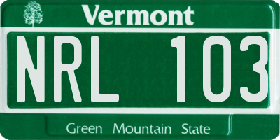 VT license plate NRL103