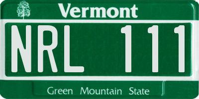 VT license plate NRL111