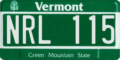 VT license plate NRL115