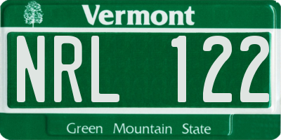 VT license plate NRL122