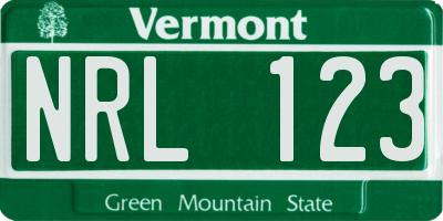 VT license plate NRL123