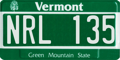 VT license plate NRL135