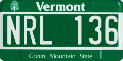 VT license plate NRL136