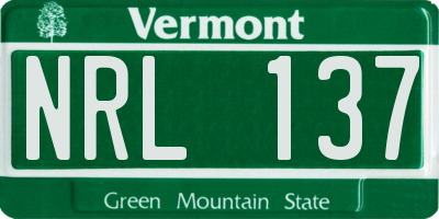 VT license plate NRL137