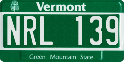 VT license plate NRL139
