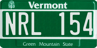 VT license plate NRL154
