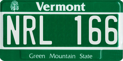 VT license plate NRL166