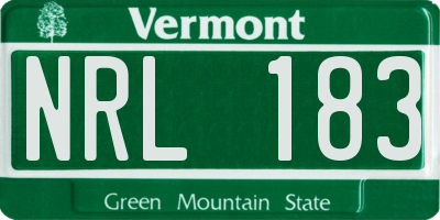 VT license plate NRL183