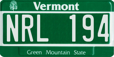 VT license plate NRL194