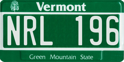 VT license plate NRL196