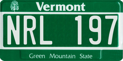 VT license plate NRL197