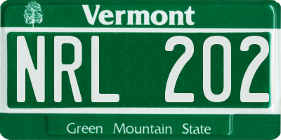 VT license plate NRL202