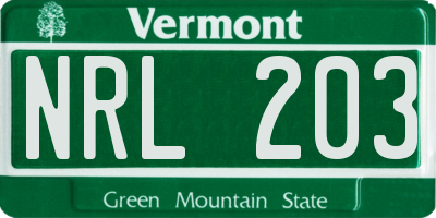 VT license plate NRL203