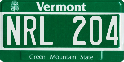 VT license plate NRL204